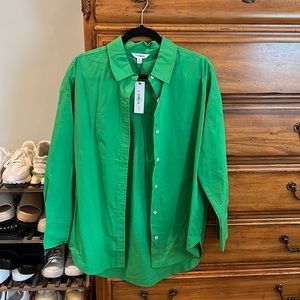 Oversized green button down